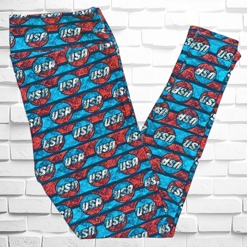 LuLaRoe Adult 12-18 Leggings • Vintage Americana Collection • Red White & Blue